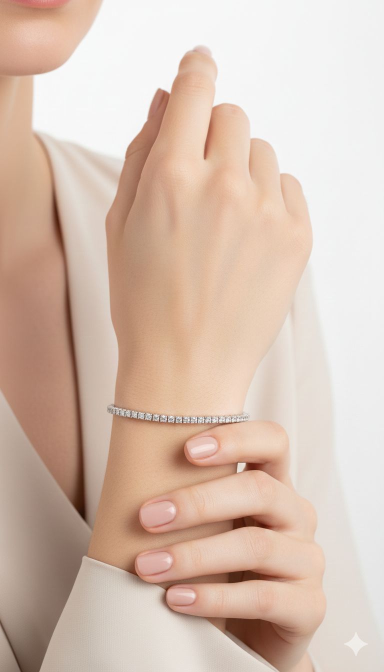 צמיד טניס משובץ יהלומי מעבדה מזהב 14K – תמונה 3