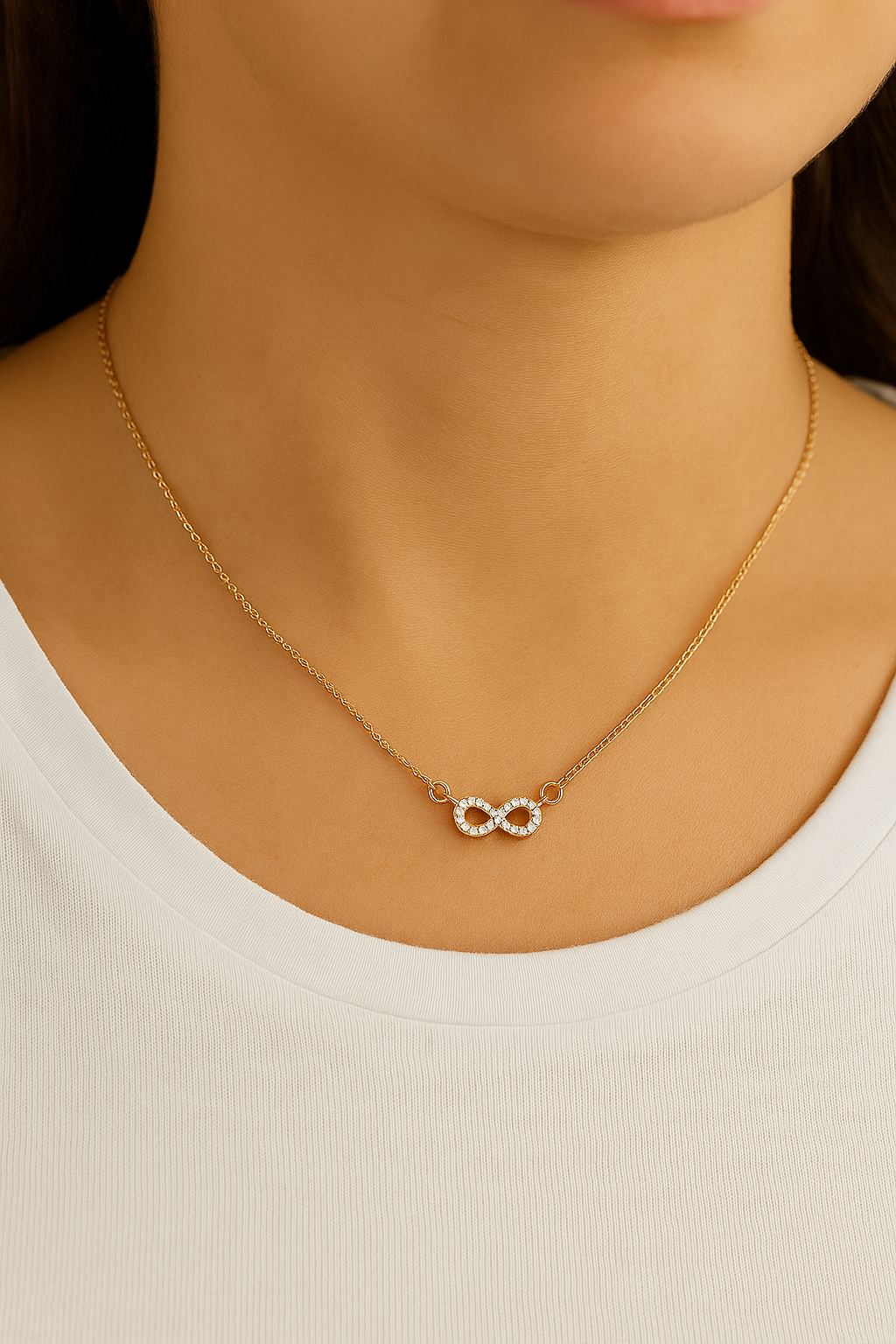 שרשרת משובצת יהלומים טבעיים מזהב 14K – תמונה 3