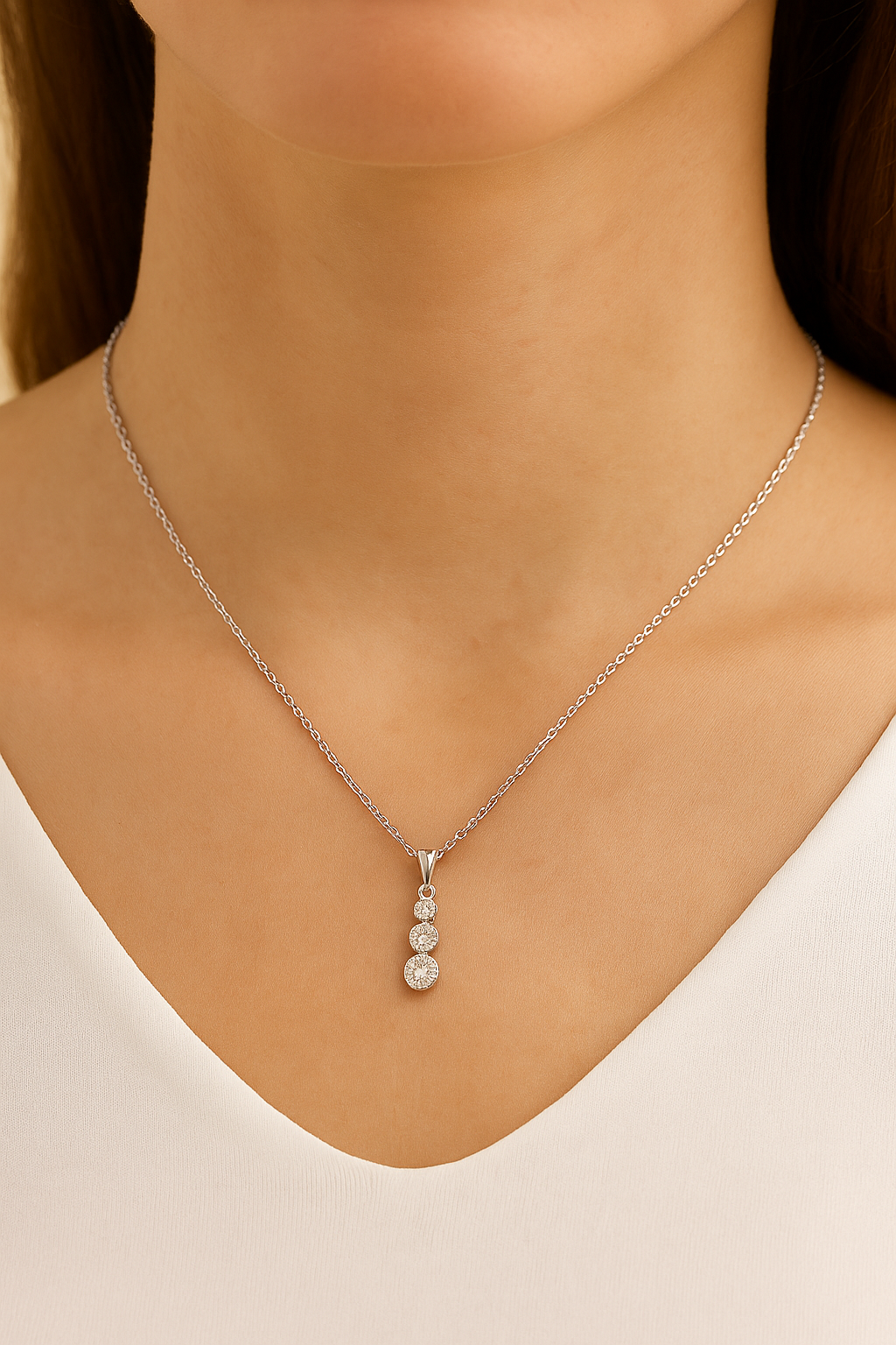 שרשרת משובצת יהלומים טבעיים מזהב 14K – תמונה 2