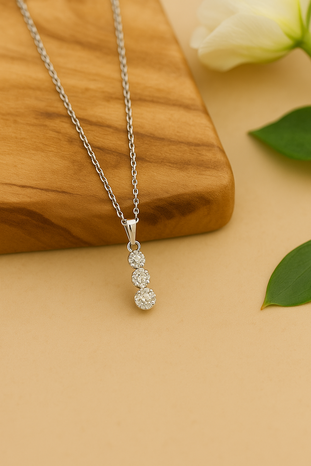 שרשרת משובצת יהלומים טבעיים מזהב 14K – תמונה 3