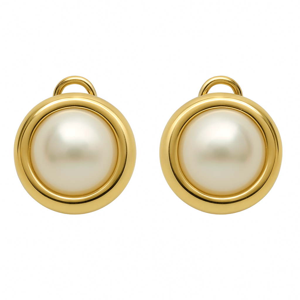 עגילים פנינה מזהב 14K