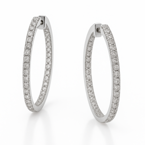 עגילים משובצים יהלומים טבעיים מזהב 14K