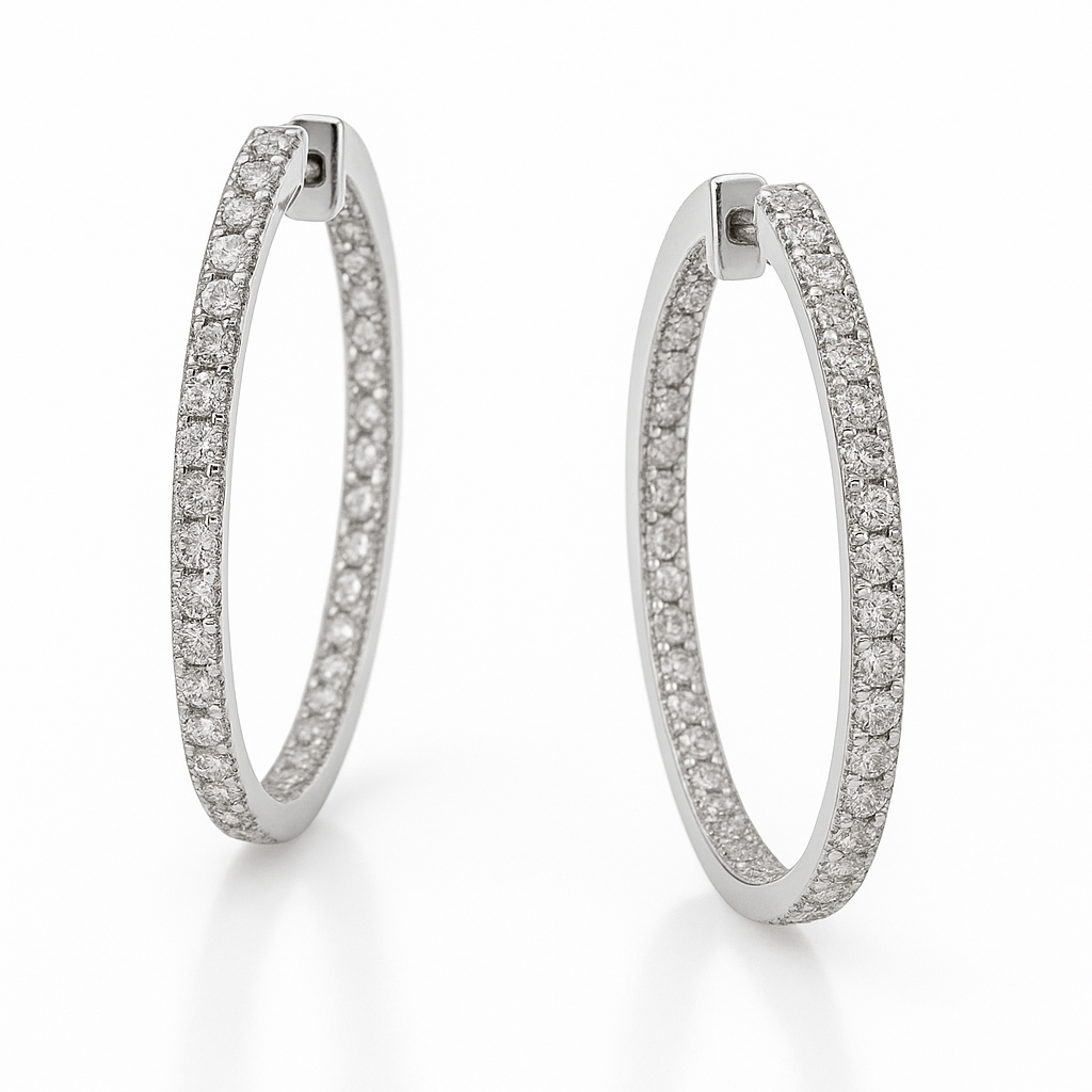 עגילים משובצים יהלומים טבעיים מזהב 14K