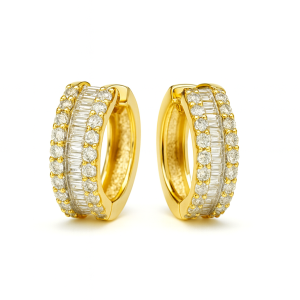 עגילים משובצים יהלומים טבעיים מזהב 14K