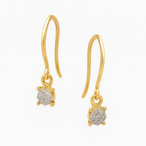 עגילים משובצים יהלומים טבעיים מזהב 14K