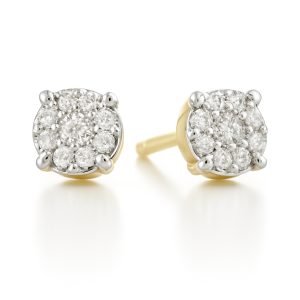 עגילים משובצים יהלומים טבעיים מזהב 14K