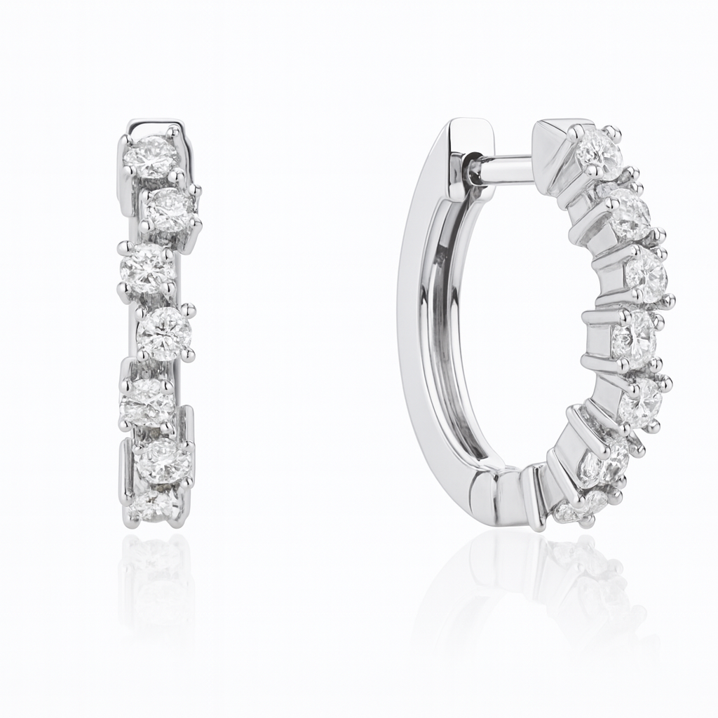 עגילים משובצים יהלומים טבעיים מזהב 14K