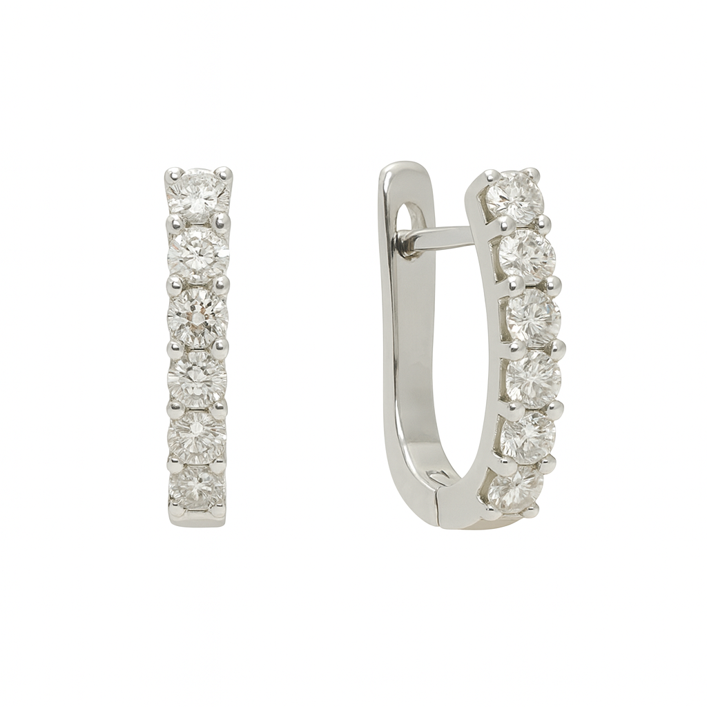 עגילים משובצים יהלומים טבעיים מזהב 14K