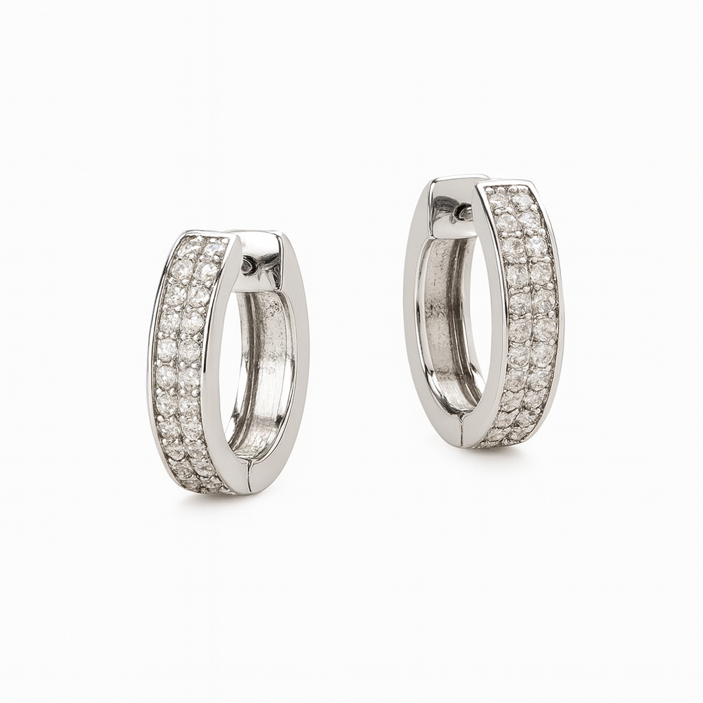 עגילים משובצים יהלומים טבעיים מזהב 14K