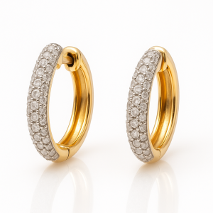 עגילים משובצים יהלומים טבעיים מזהב 14K