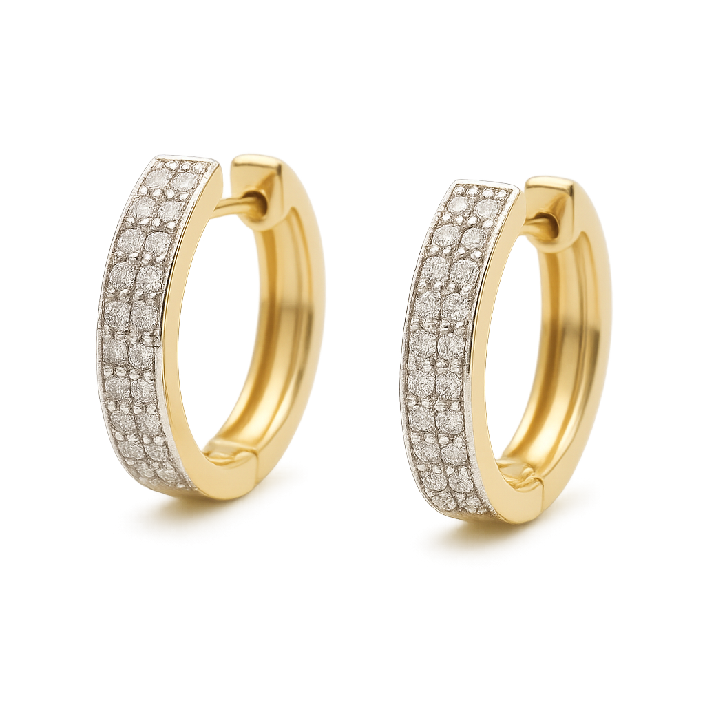 עגילים משובצים יהלומים טבעיים מזהב 14K