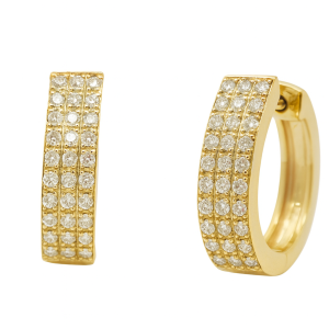 עגילים משובצים יהלומים טבעיים מזהב 14K