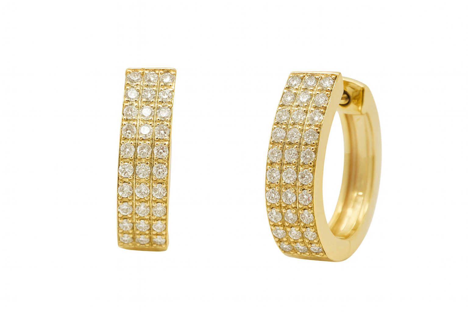 עגילים משובצים יהלומים טבעיים מזהב 14K