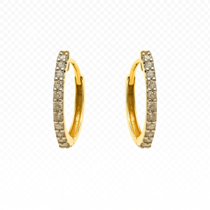 עגילים משובצים יהלומים טבעיים מזהב 14K