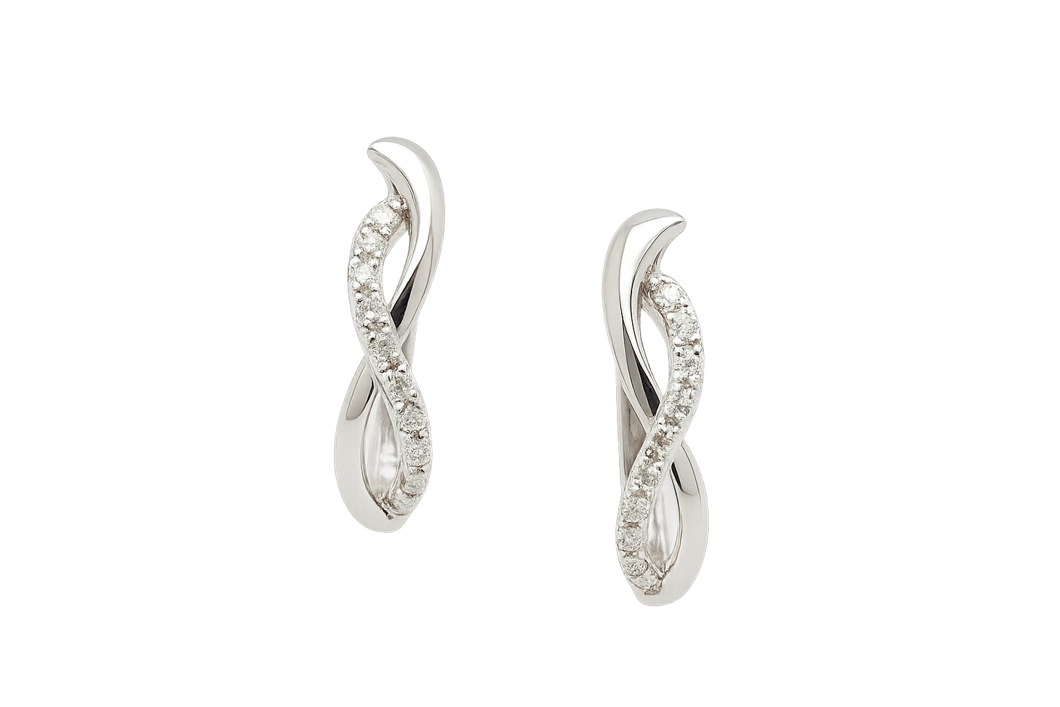 עגילים משובצים יהלומים טבעיים מזהב 14K