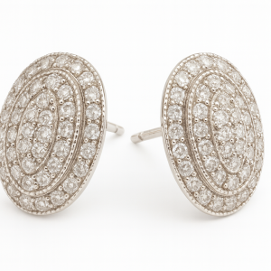 עגילים משובצים יהלומים טבעיים מזהב 14K