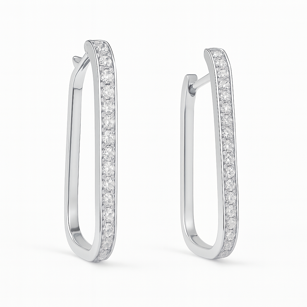 עגילים משובצים יהלומים טבעיים מזהב 14K