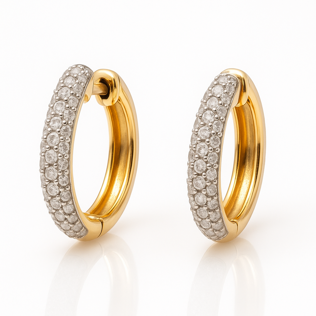 עגילים משובצים יהלומים טבעיים מזהב 14K