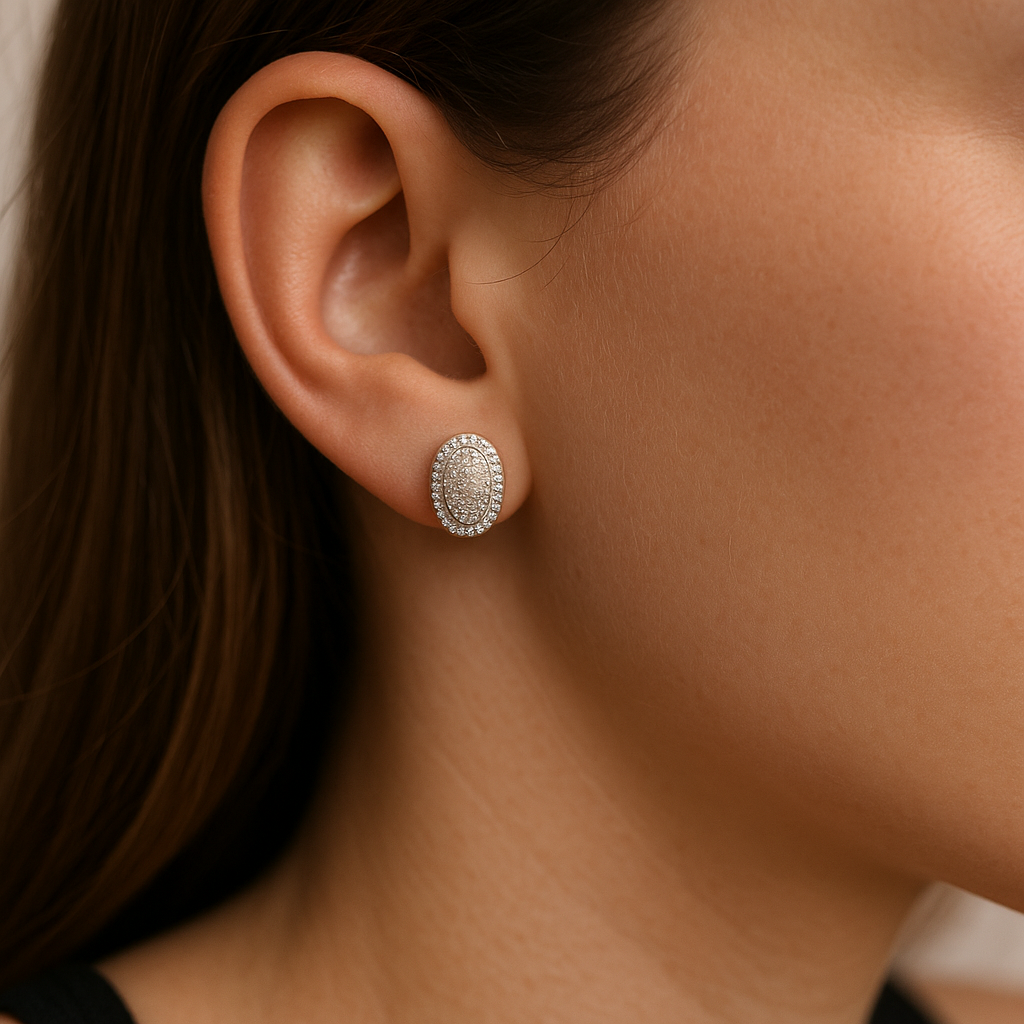 עגילים משובצים יהלומים טבעיים מזהב 14K – תמונה 2