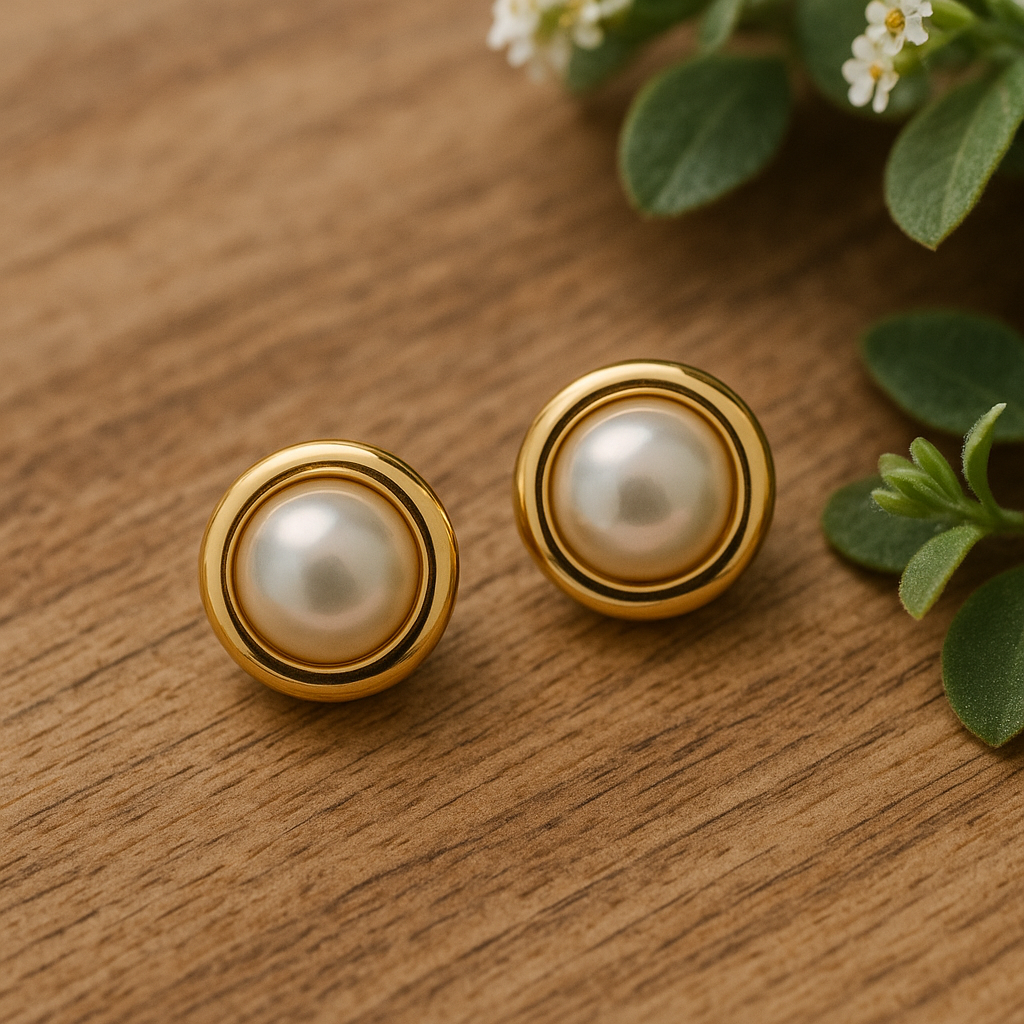 עגילים פנינה מזהב 14K – תמונה 3