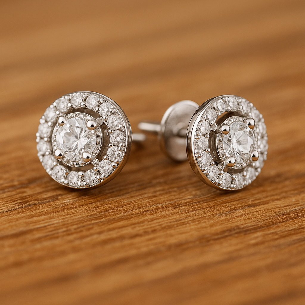 עגילים משובצים יהלומים טבעיים מזהב 14K – תמונה 2