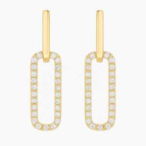 עגילים משובצים יהלומים טבעיים מזהב 14K