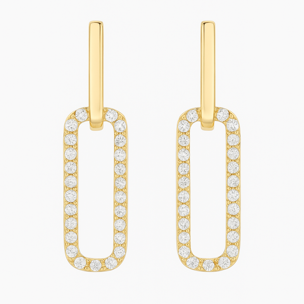 עגילים משובצים יהלומים טבעיים מזהב 14K