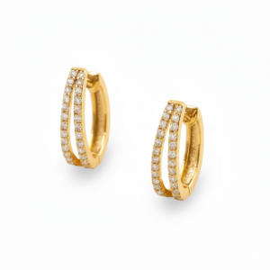 עגילים משובצים יהלומים מזהב 14K