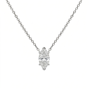 שרשרת סוליטר יהלום מעבדה מרקיזה מזהב 14K