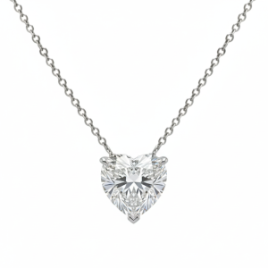 שרשרת סוליטר יהלום מעבדה לב מזהב 14K
