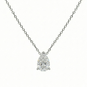 שרשרת סוליטר יהלום מעבדה טיפה מזהב 14K