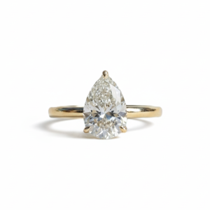 טבעת אירוסין יהלום מעבדה טיפה מזהב 14K