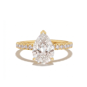 טבעת אירוסין יהלומי מעבדה טיפה מזהב 14K