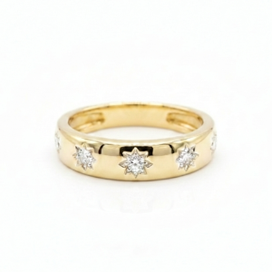 טבעת חמישה יהלומים טבעיים מזהב 14K