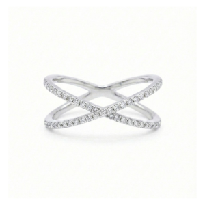 טבעת איקס יהלומים טבעיים מזהב 14K