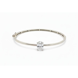 צמיד בנגל משובץ יהלום מעבדה בחיתוך אובל מזהב 14K