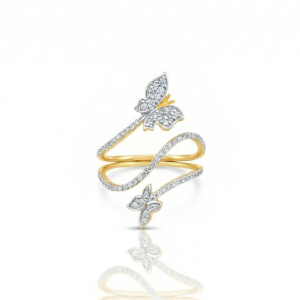 טבעת יהלומים טבעיים מזהב 14K