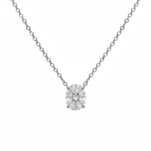 שרשרת סוליטר יהלום מעבדה אובל מזהב 14K