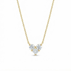 שרשרת לב יהלומי מעבדה מזהב 14K