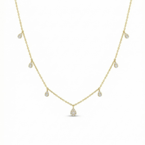 שרשרת טיפות יהלומי מעבדה מזהב 14K